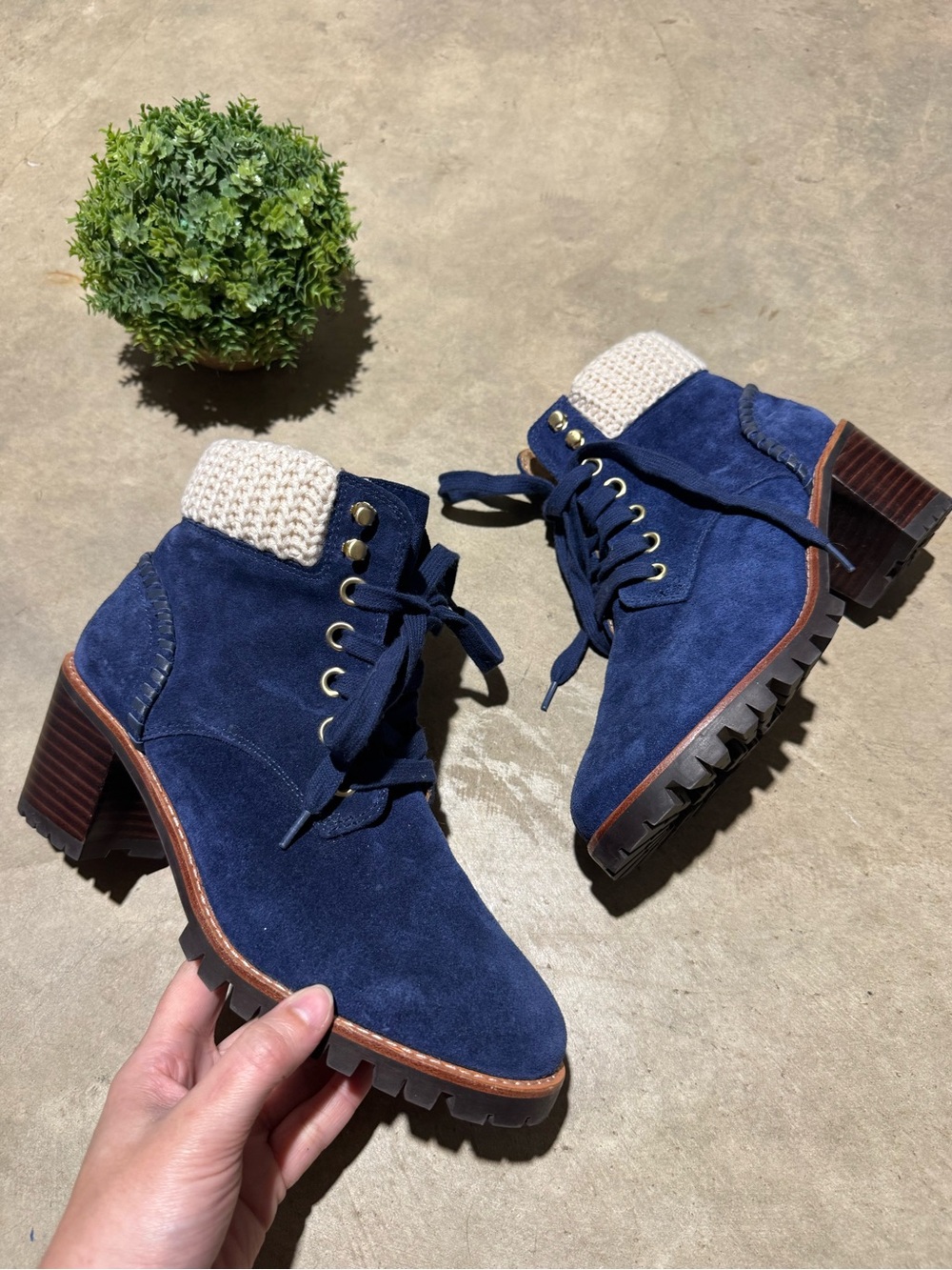 Jack Rogers NEW Harper Hiker Boots Women Size 8 Blue Suede Leather Girpcore Cabi